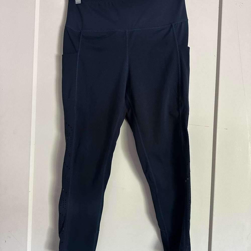 Senita Athletics Navy Laser Cut Crop Leggings
